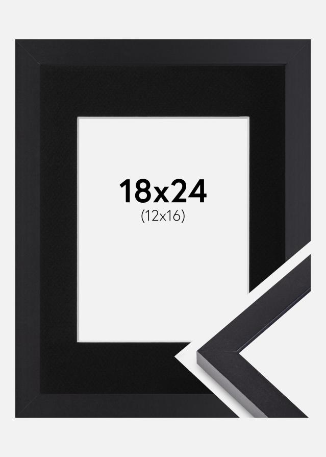 Ram med passepartou Fotolijst Selection Zwart 18x24 cm - Passe-partout Zwart 13x17 cm