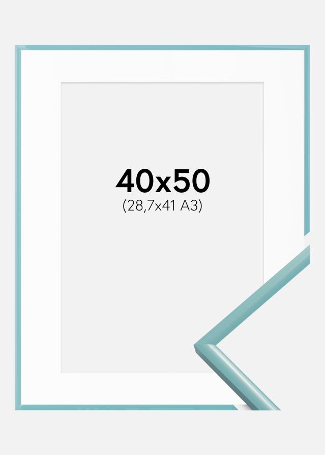 Ram med passepartou Fotolijst New Lifestyle Turquoise 40x50 cm - Passe-partout Wit 29,7x42 cm (A3)