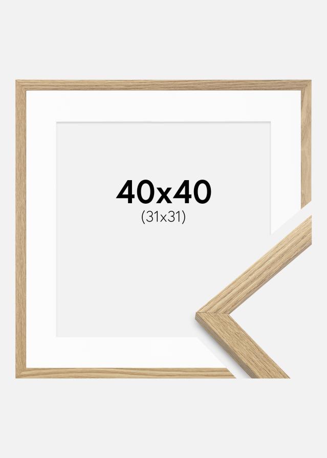 Ram med passepartou Fotolijst Trendy Eiken 40x40 cm - Passe-partout Wit 32x32 cm
