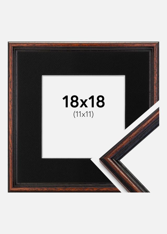 Ram med passepartou Fotolijst Horndal Walnoot 18x18 cm - Passe-partout Zwart 12x12 cm