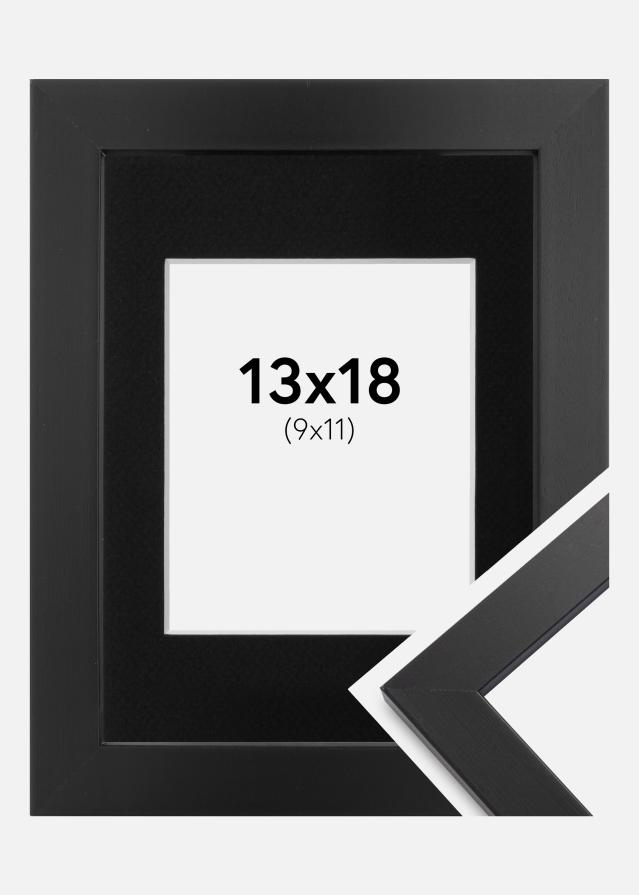 Ram med passepartou Fotolijst Black Wood 13x18 cm - Passe-partout Zwart 10x12 cm
