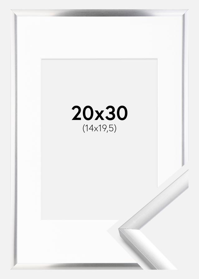 Ram med passepartou Fotolijst New Lifestyle Zilver 20x30 cm - Passe-partout Wit 15x21 cm (A5)