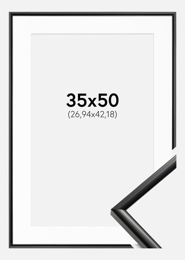Ram med passepartou Fotolijst New Lifestyle Zwart 35x50 cm - Passe-partout Wit 11x17 inches