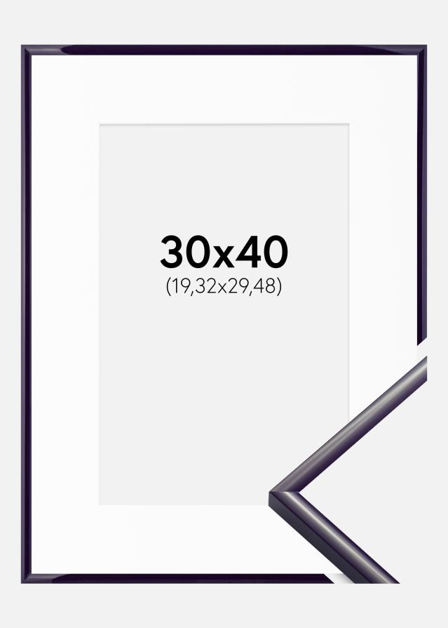Ram med passepartou Fotolijst New Lifestyle Donkerpaars 30x40 cm - Passe-partout Wit 8x12 inches