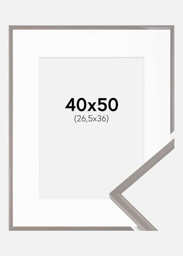 Ram med passepartou Fotolijst New Lifestyle Earth Grey 40x50 cm - Passe-partout Wit 27,5x37 cm