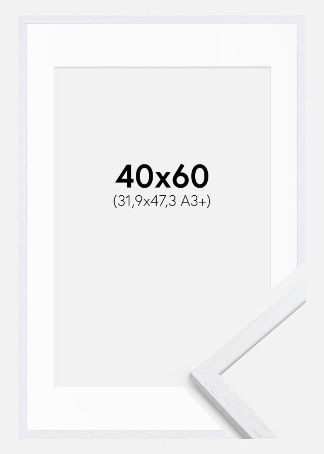 Ram med passepartou Fotolijst Edsbyn Warm White 40x60 cm - Passe-partout Wit 32,9x48,3 cm (A3+)