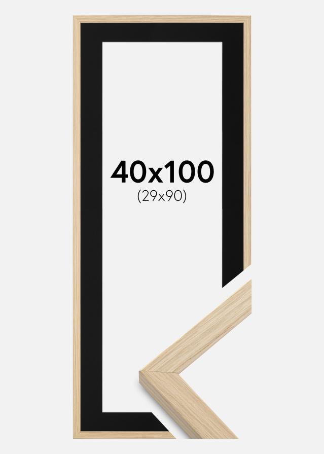 Ram med passepartou Fotolijst Grimsåker Eiken 40x100 cm - Passe-partout Zwart 30x91 cm