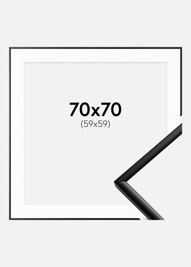 Ram med passepartou Fotolijst New Lifestyle Mat Zwart 70x70 cm - Passe-partout Wit 60x60 cm