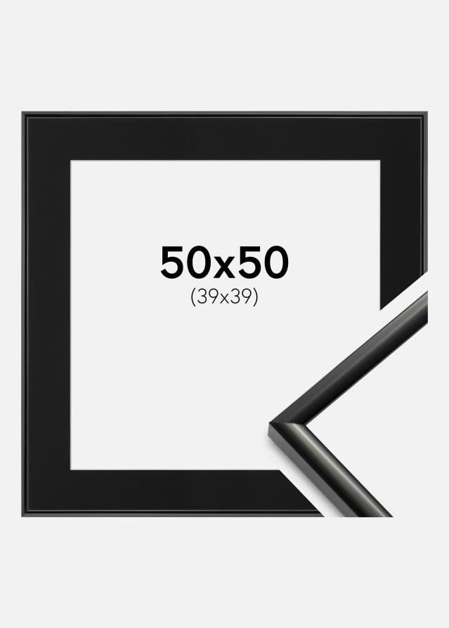 Ram med passepartou Fotolijst New Lifestyle Zwart 50x50 cm - Passe-partout Zwart 40x40 cm