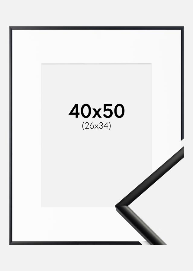 Ram med passepartou Fotolijst New Lifestyle Mat Zwart 40x50 cm - Passe-partout Wit 27x35 cm