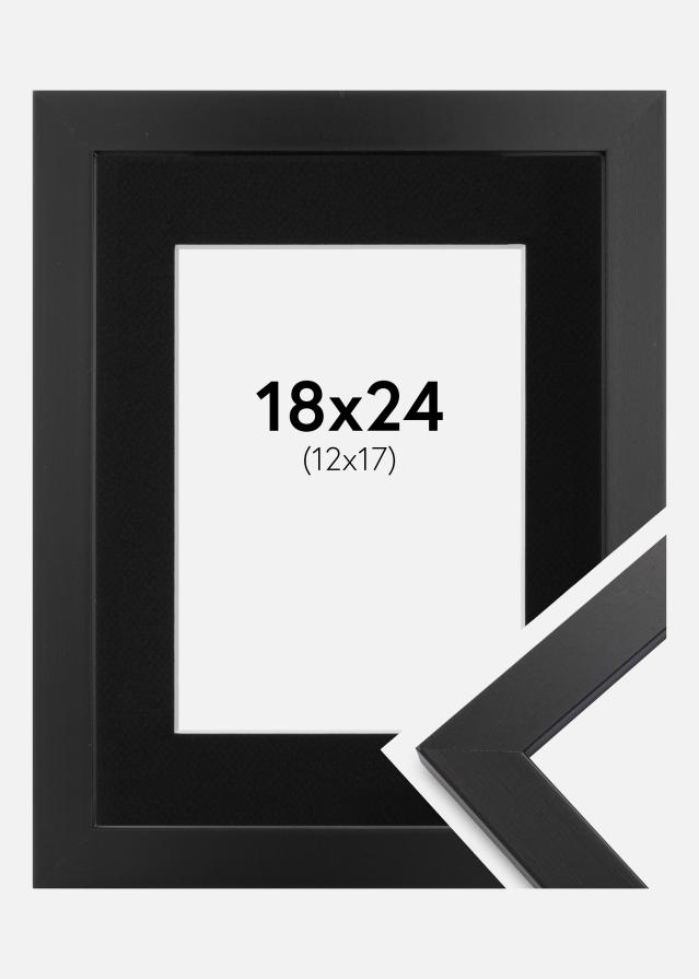 Ram med passepartou Fotolijst Black Wood 18x24 cm - Passe-partout Zwart 13x18 cm