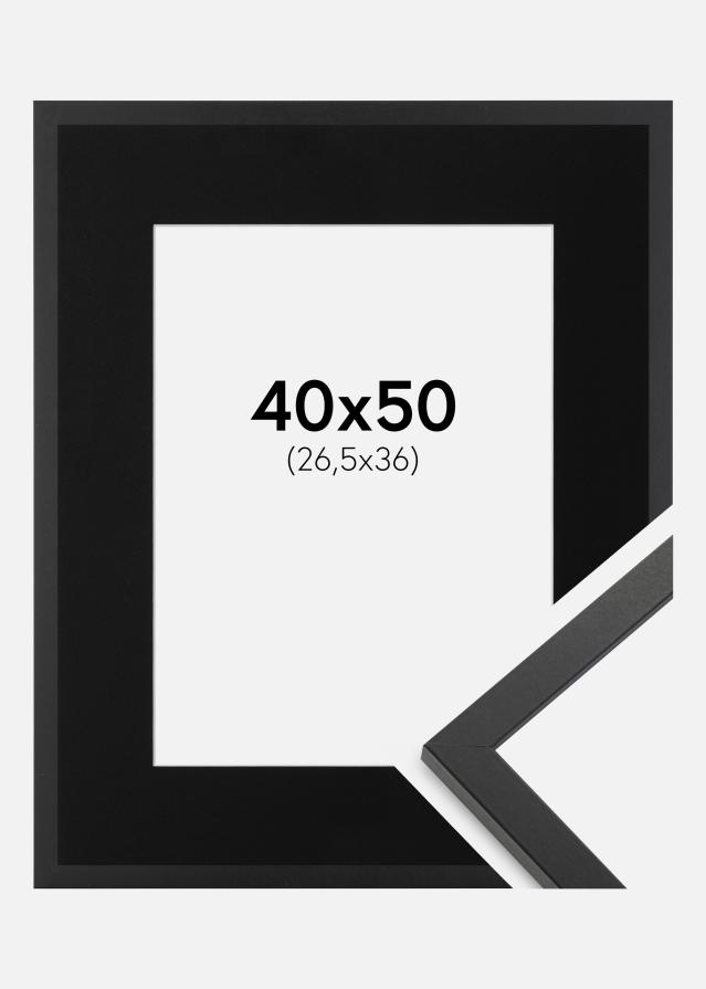 Ram med passepartou Fotolijst Trendy Zwart 40x50 cm - Passe-partout Zwart 27,5x37 cm