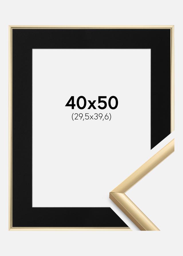 Ram med passepartou Fotolijst New Lifestyle Goud 40x50 cm - Passe-partout Zwart 12x16 inches