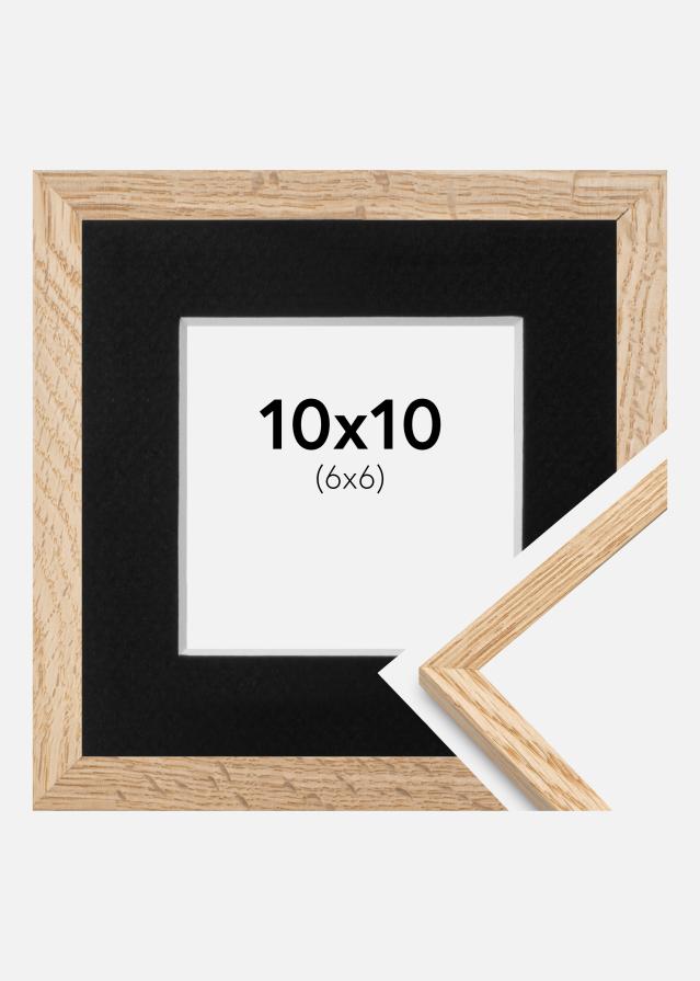 Ram med passepartou Fotolijst Smal Eikenhout 10x10 cm - Passe-partout Zwart 7x7 cm