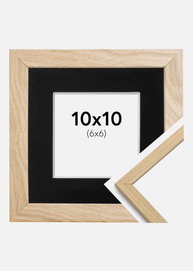 Ram med passepartou Fotolijst Edsbyn Eiken 10x10 cm - Passe-partout Zwart 7x7 cm