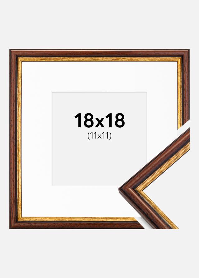 Ram med passepartou Fotolijst Horndal Bruin 18x18 cm - Passe-partout Wit 12x12 cm