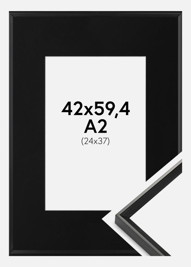 Ram med passepartou Fotolijst Desire Zwart 42x59,4 cm (A2) - Passe-partout Zwart 25x38 cm