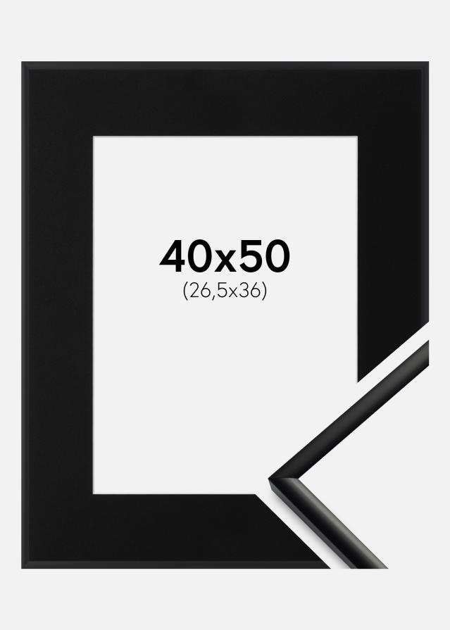 Ram med passepartou Fotolijst New Lifestyle Mat Zwart 40x50 cm - Passe-partout Zwart 27,5x37 cm