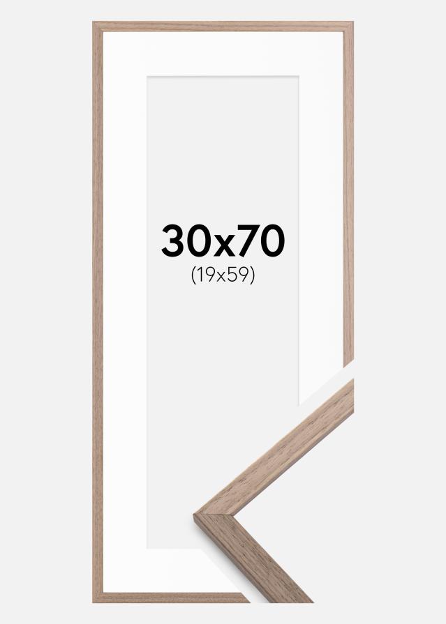 Ram med passepartou Fotolijst Edsbyn Licht Walnoot 30x70 cm - Passe-partout Wit 20x60 cm