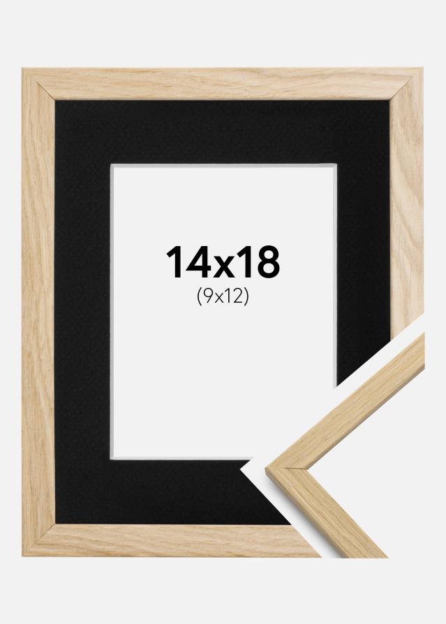 Ram med passepartou Fotolijst Edsbyn Eiken 14x18 cm - Passe-partout Zwart 10x13 cm