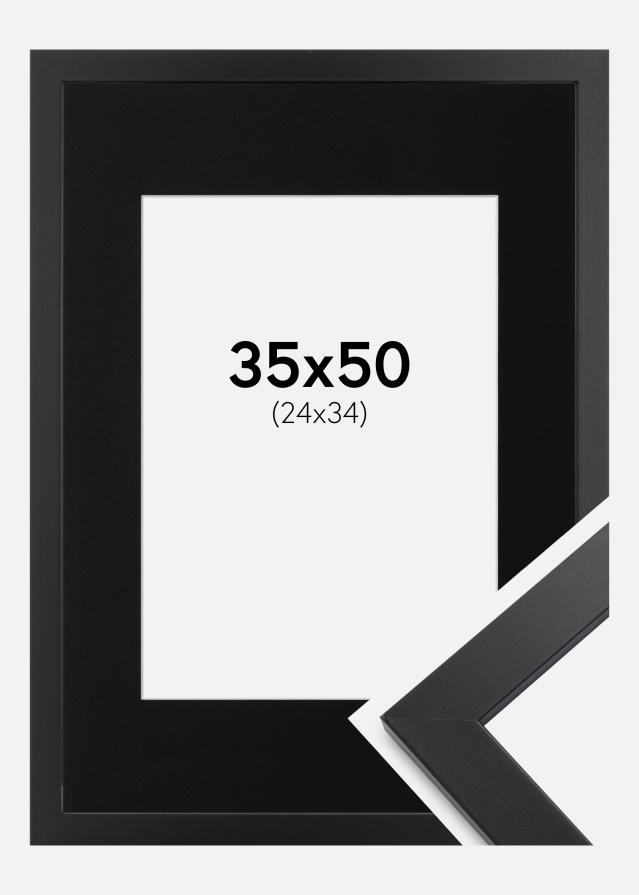 Ram med passepartou Fotolijst Black Wood 35x50 cm - Passe-partout Zwart 25x35 cm