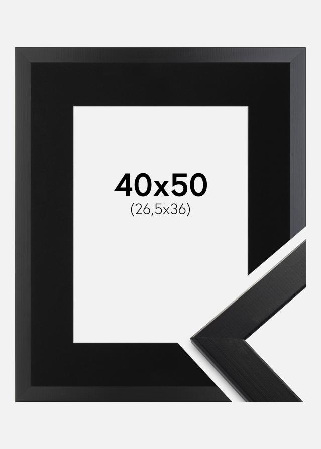 Ram med passepartou Fotolijst Trendline Zwart 40x50 cm - Passe-partout Zwart 27,5x37 cm