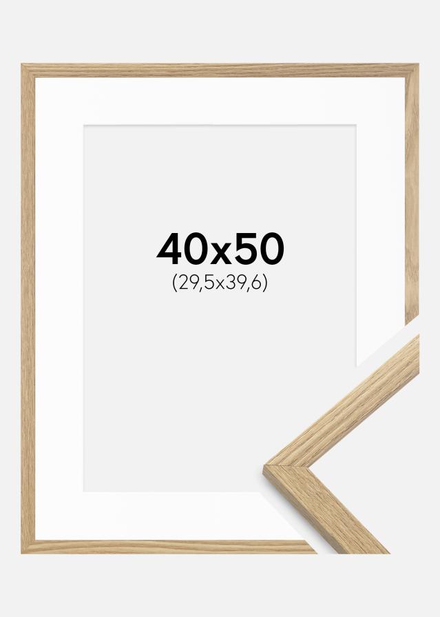 Ram med passepartou Fotolijst Trendy Eiken 40x50 cm - Passe-partout Wit 12x16 inches