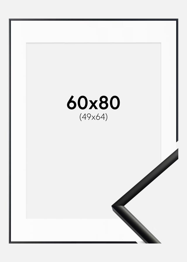 Ram med passepartou Fotolijst New Lifestyle Mat Zwart 60x80 cm - Passe-partout Wit 50x65 cm