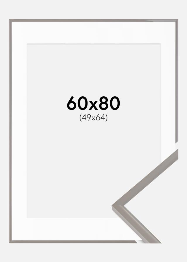 Ram med passepartou Fotolijst New Lifestyle Earth Grey 60x80 cm - Passe-partout Wit 50x65 cm