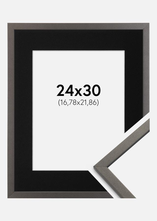 Ram med passepartou Fotolijst Edsbyn Grafiet 24x30 cm - Passe-partout Zwart 7x9 inches