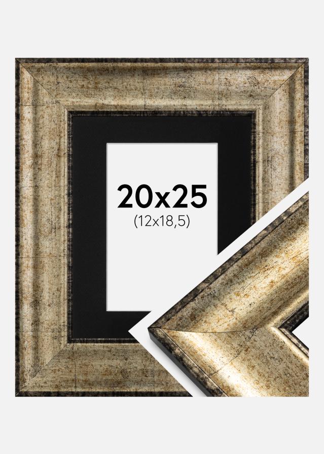 Ram med passepartou Fotolijst Saltsjöbaden Antiek Goud 20x25 cm - Passe-partout Zwart 13x19,5 cm