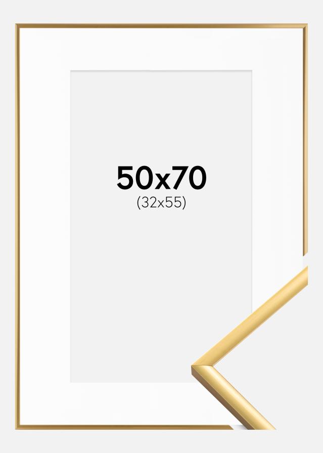 Ram med passepartou Fotolijst New Lifestyle Shiny Gold 50x70 cm - Passe-partout Wit 33x56 cm