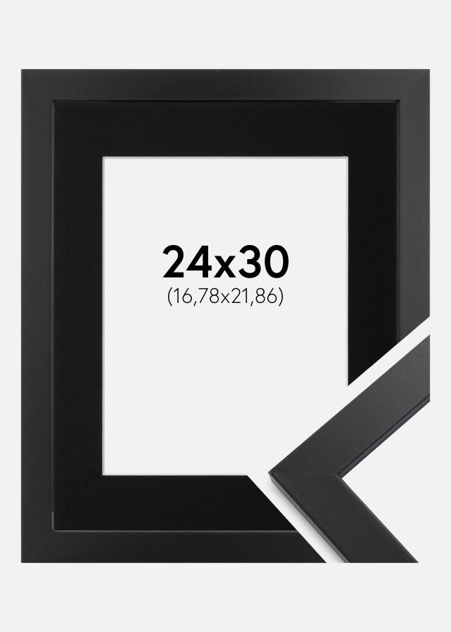 Ram med passepartou Fotolijst Black Wood 24x30 cm - Passe-partout Zwart 7x9 inches
