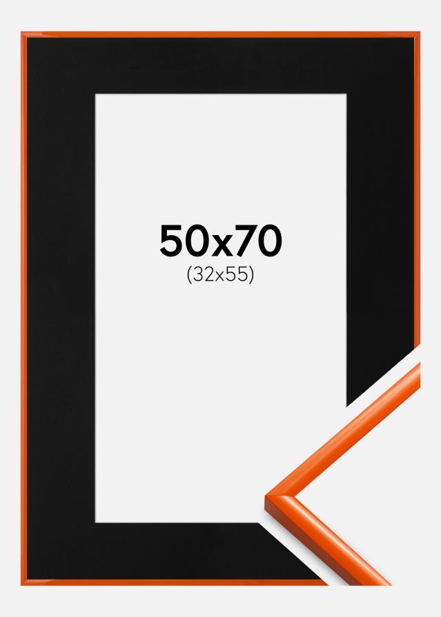Ram med passepartou Fotolijst New Lifestyle Oranje 50x70 cm - Passe-partout Zwart 33x56 cm