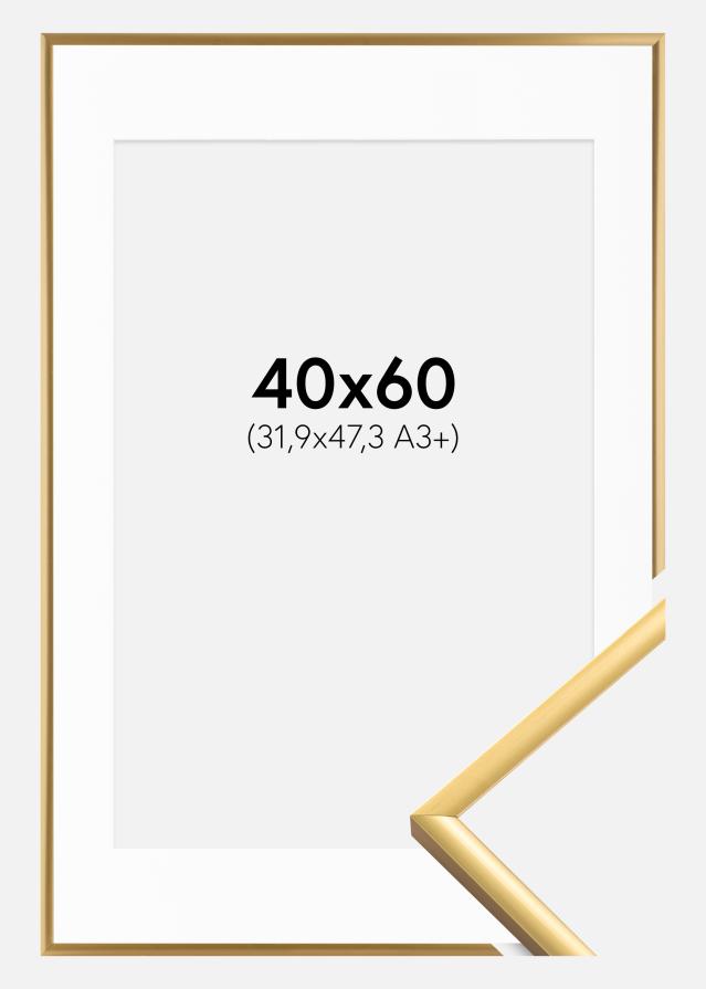 Ram med passepartou Fotolijst New Lifestyle Shiny Gold 40x60 cm - Passe-partout Wit 32,9x48,3 cm