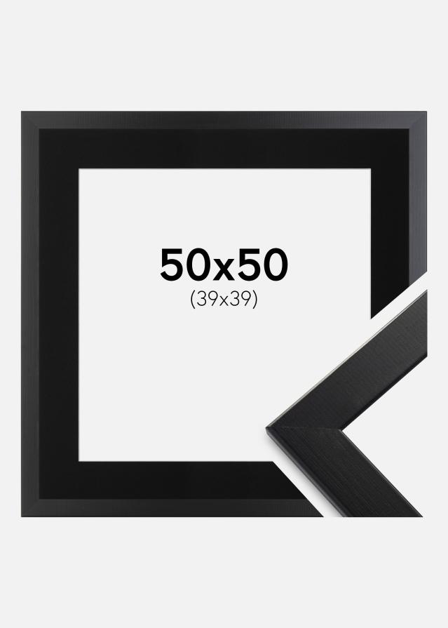 Ram med passepartou Fotolijst Trendline Zwart 50x50 cm - Passe-partout Zwart 40x40 cm