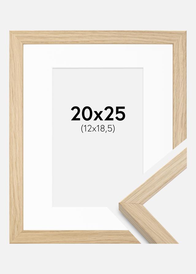 Ram med passepartou Fotolijst Grimsåker Eiken 20x25 cm - Passe-partout Wit 13x19,5 cm