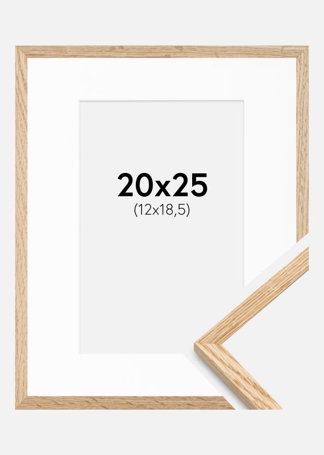Ram med passepartou Fotolijst Smal Eikenhout 20x25 cm - Passe-partout Wit 13x19,5 cm