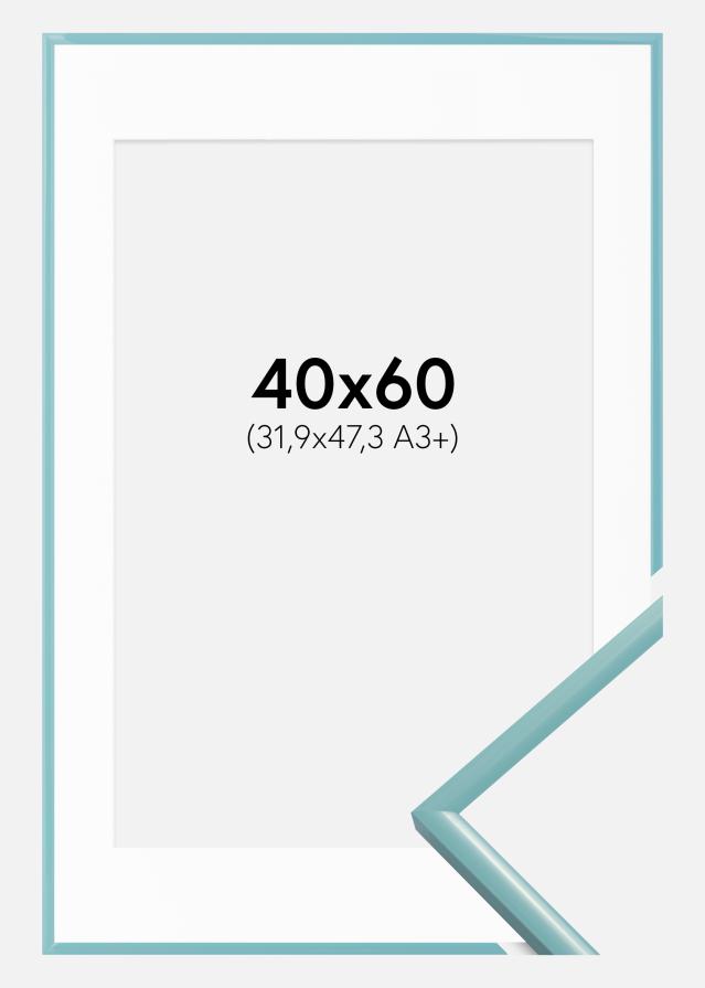 Ram med passepartou Fotolijst New Lifestyle Turquoise 40x60 cm - Passe-partout Wit 32,9x48,3 cm