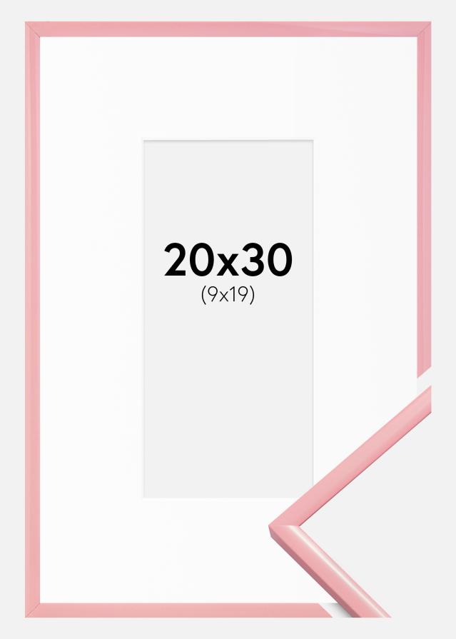 Ram med passepartou Fotolijst New Lifestyle Roze 20x30 cm - Passe-partout Wit 10x20 cm