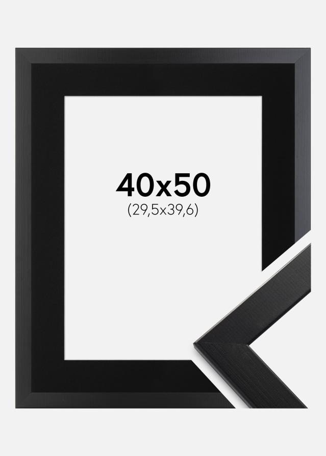 Ram med passepartou Fotolijst Trendline Zwart 40x50 cm - Passe-partout Zwart 12x16 inches
