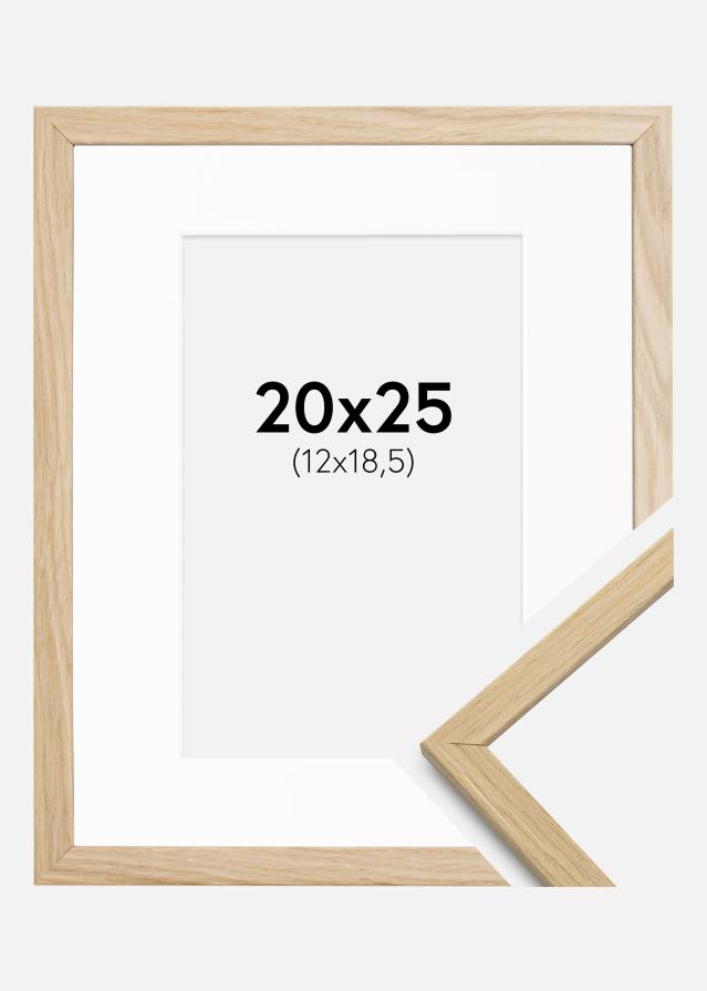 Ram med passepartou Fotolijst Edsbyn Eiken 20x25 cm - Passe-partout Wit 13x19,5 cm