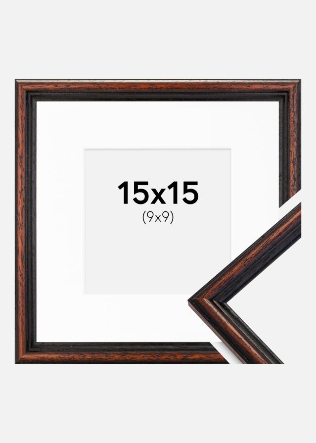 Ram med passepartou Fotolijst Horndal Walnoot 15x15 cm - Passe-partout Wit 10x10 cm