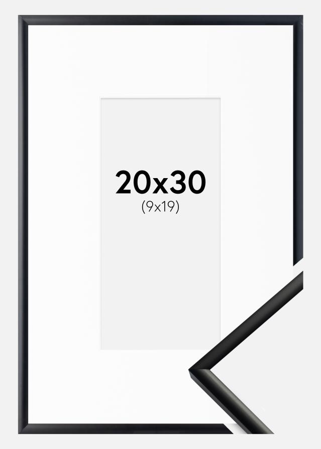 Ram med passepartou Fotolijst New Lifestyle Mat Zwart 20x30 cm - Passe-partout Wit 10x20 cm