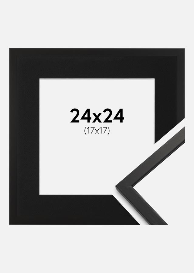 Ram med passepartou Fotolijst Edsbyn Zwart 24x24 cm - Passe-partout Zwart 18x18 cm