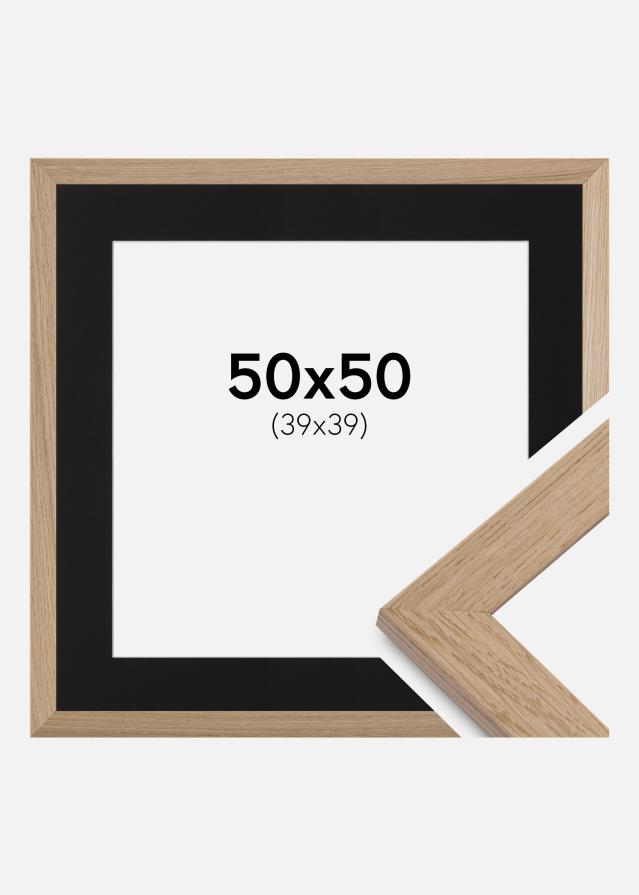 Ram med passepartou Fotolijst Trendline Eiken 50x50 cm - Passe-partout Zwart 40x40 cm