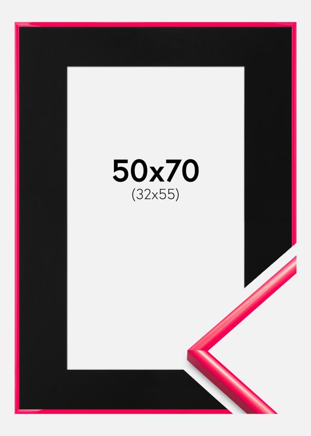 Ram med passepartou Fotolijst New Lifestyle Hot Pink 50x70 cm - Passe-partout Zwart 33x56 cm