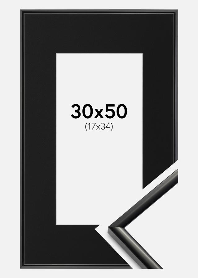 Ram med passepartou Fotolijst New Lifestyle Zwart 30x50 cm - Passe-partout Zwart 18x35 cm