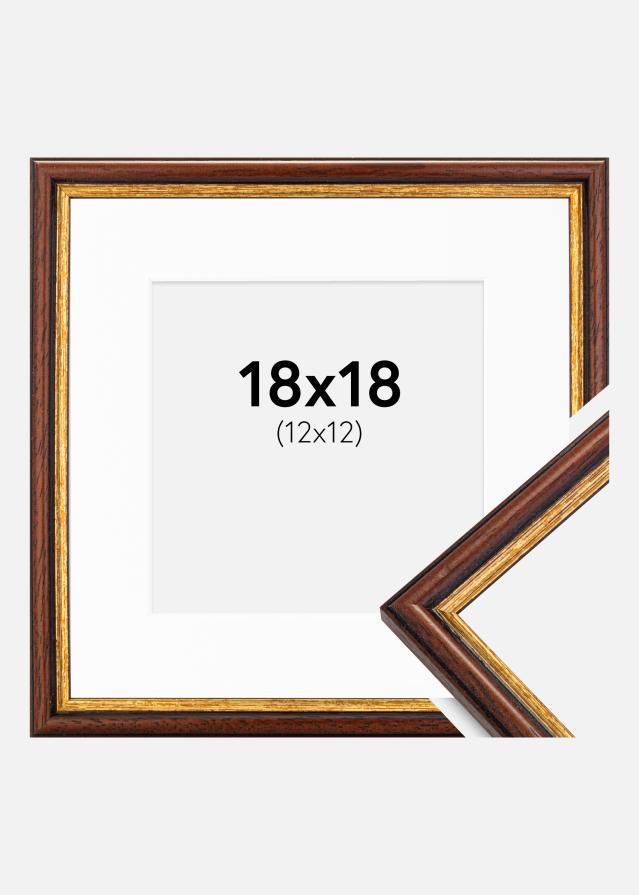 Ram med passepartou Fotolijst Horndal Bruin 18x18 cm - Passe-partout Wit 13x13 cm