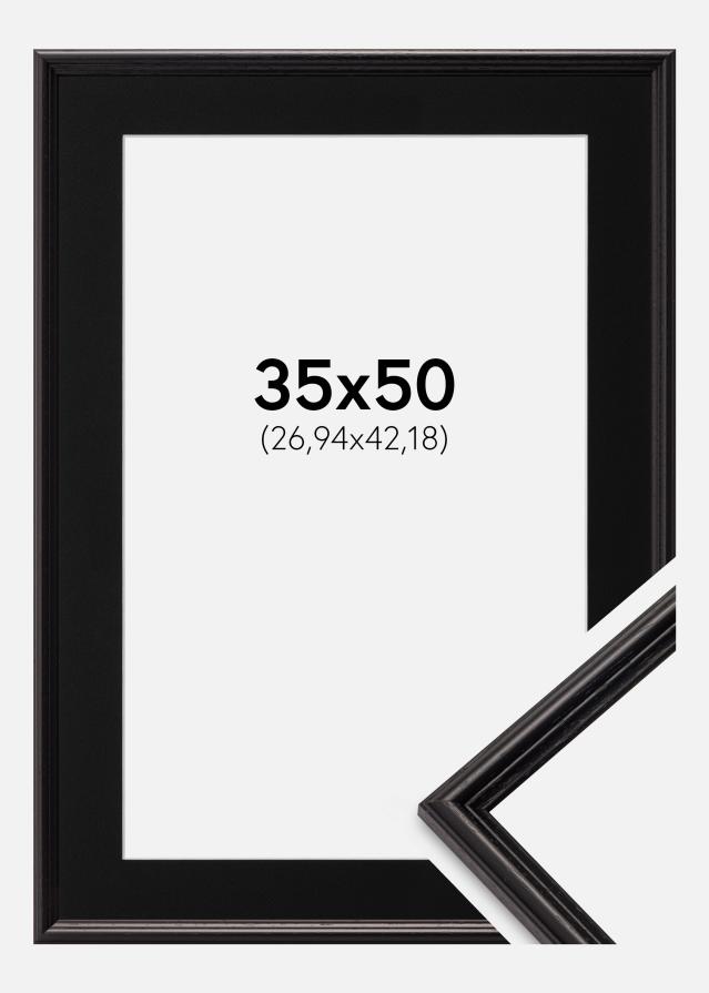 Ram med passepartou Fotolijst Horndal Zwart 35x50 cm - Passe-partout Zwart 11x17 inches